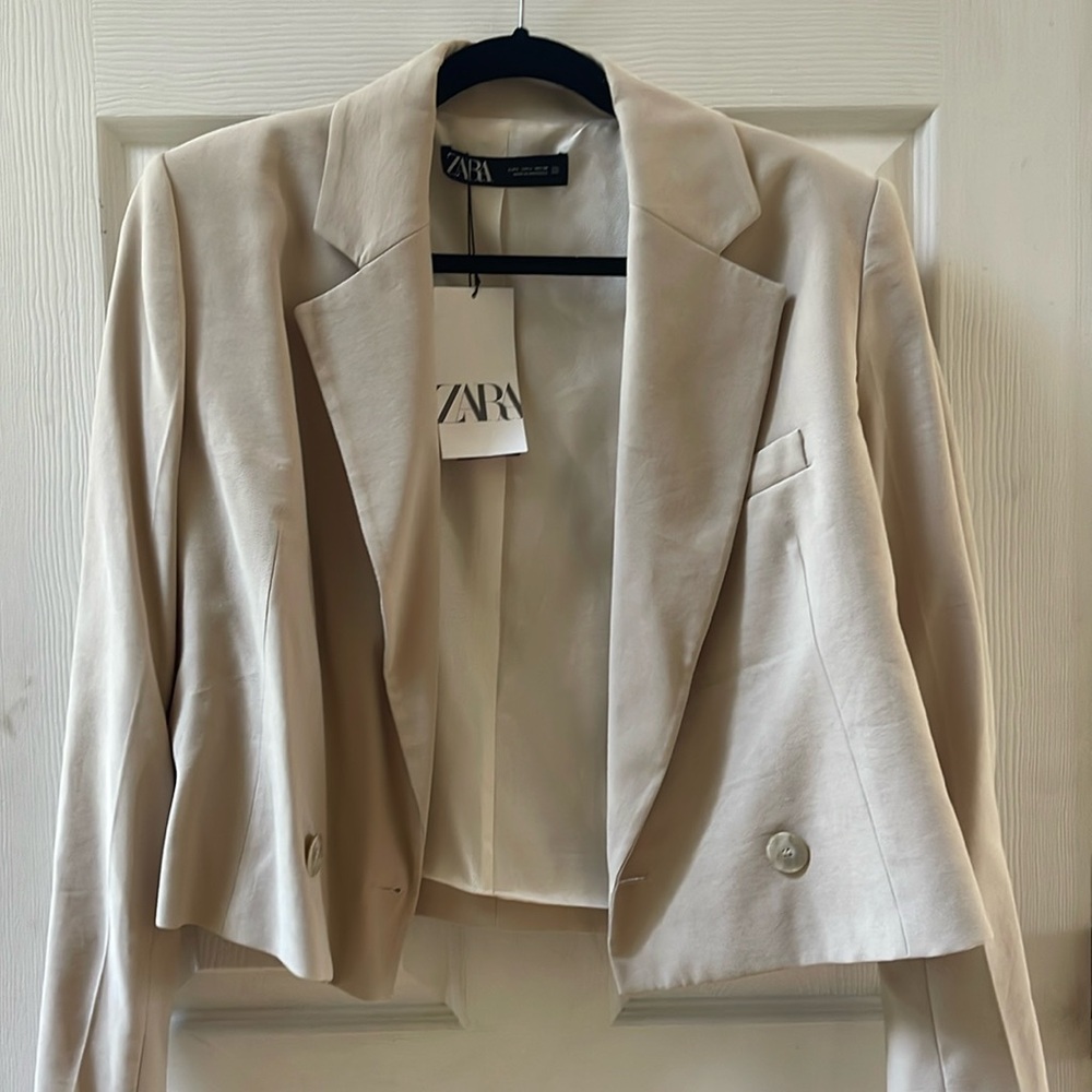 Zara Cream Blazer Elegant Suit Jacket